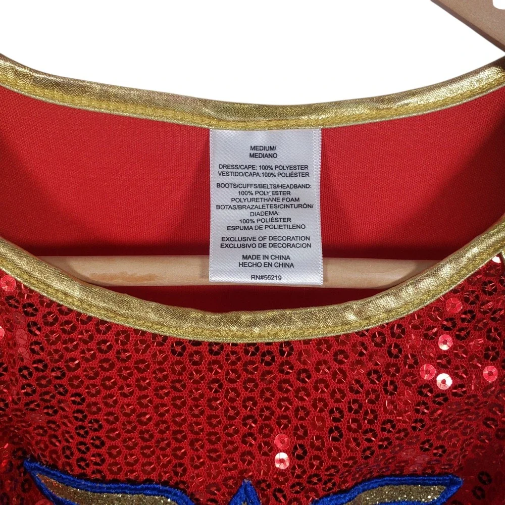Wonder Woman Dress Up Costume Sparkly Sequin Skirt Girls Size Medium‎ 7-8